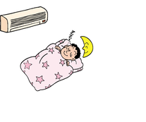 クーラーつけて就寝