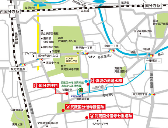 史跡ガイドボランティア現地解説・説明ポイントの地図