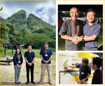 原爆ドーム前の集合写真、折り鶴の奉納の写真