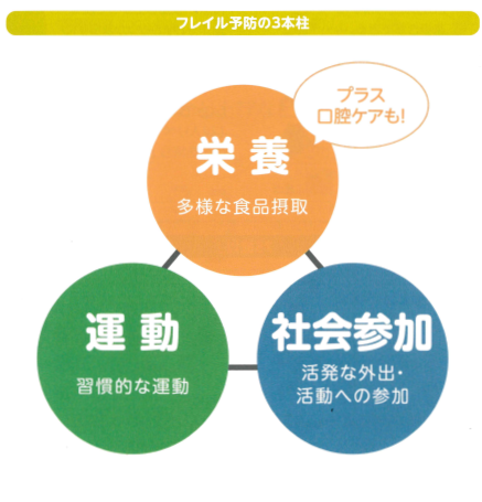 フレイルの3つの柱のイラスト