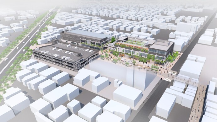 複合公共施設と民間施設を上から見たイメージ図