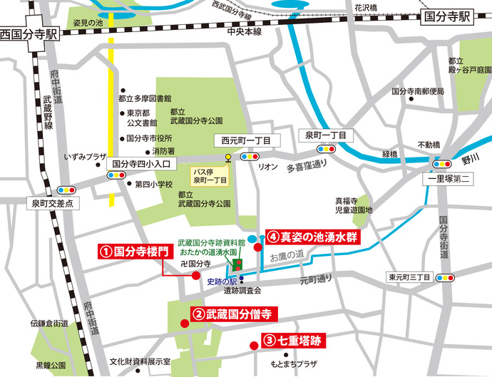 史跡ガイドボランティア現地解説・説明ポイントの地図